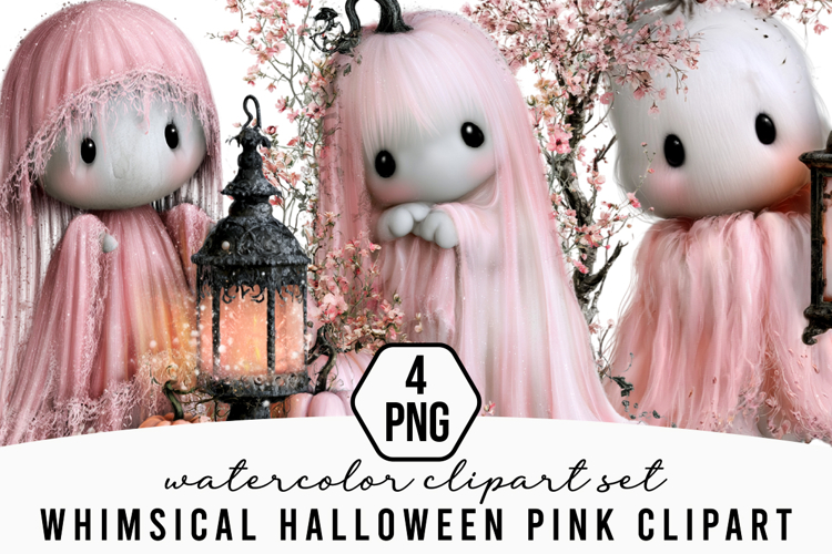 Whimsical Halloween Pink Clipart