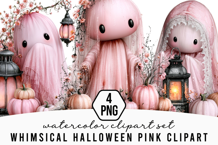 Whimsical Halloween Pink Clipart