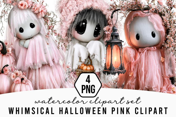 Whimsical Halloween Pink Clipart