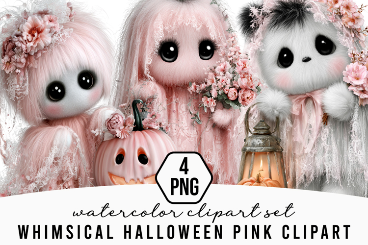 Whimsical Halloween Pink Clipart