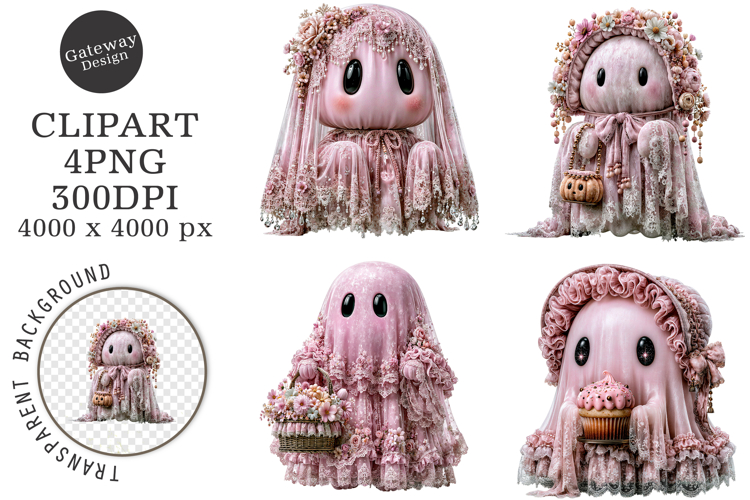 Whimsical Halloween Pink Clipart