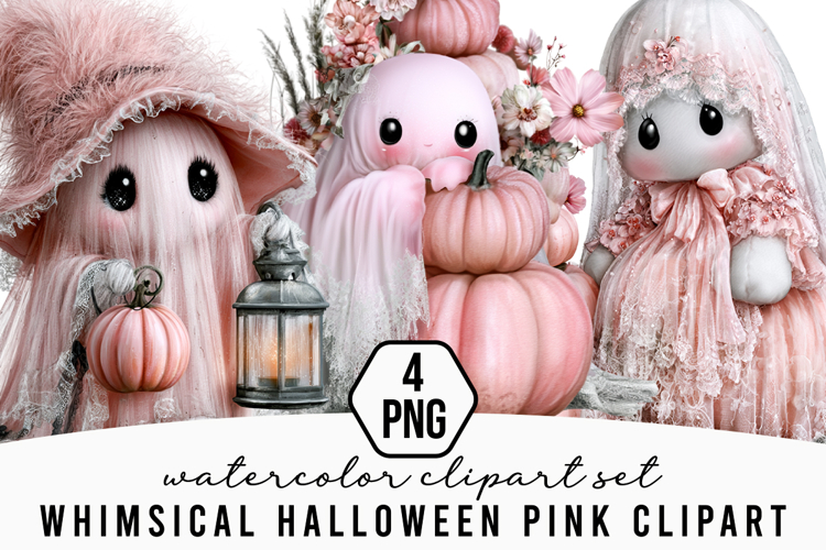 Whimsical Halloween Pink Clipart