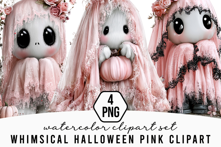 Whimsical Halloween Pink Clipart