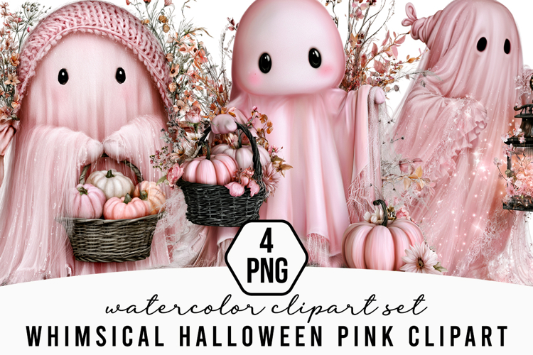 Whimsical Halloween Pink Clipart
