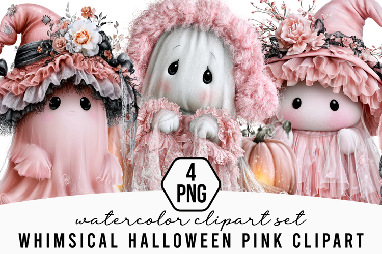 Whimsical Halloween Pink Clipart