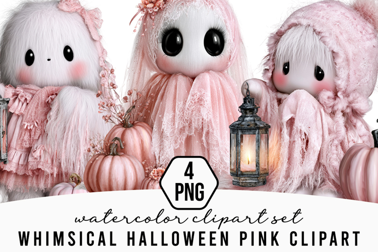 Whimsical Halloween Pink Clipart