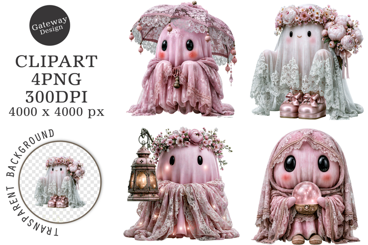 Whimsical Halloween Pink Clipart