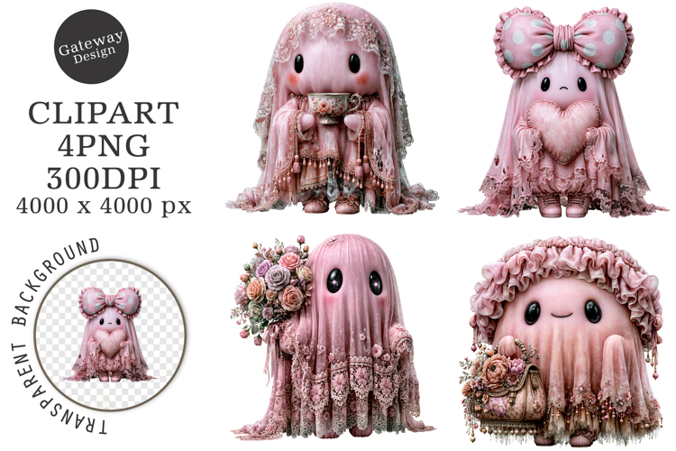 Whimsical Halloween Pink Clipart