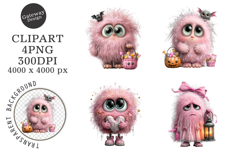 Whimsical Halloween Pink Ghost Clipart