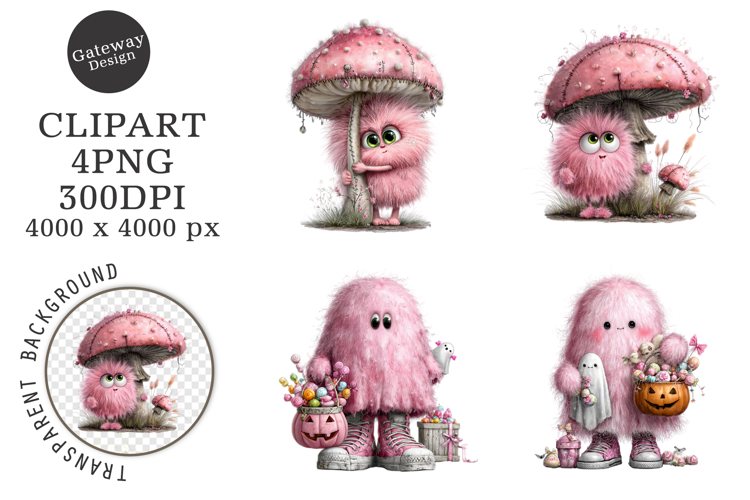 Whimsical Halloween Pink Ghost Clipart