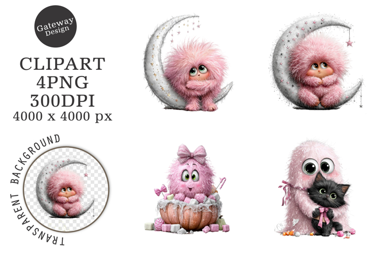 Whimsical Halloween Pink Ghost Clipart