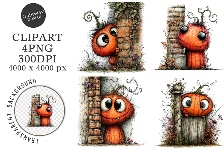 Whimsical Halloween Pumpkin Clipart example image 1