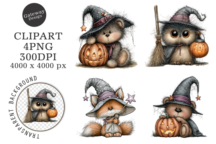 Whimsical Halloween Quirky Animal Clipart
