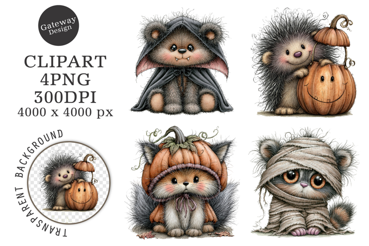 Whimsical Halloween Quirky Animal Clipart