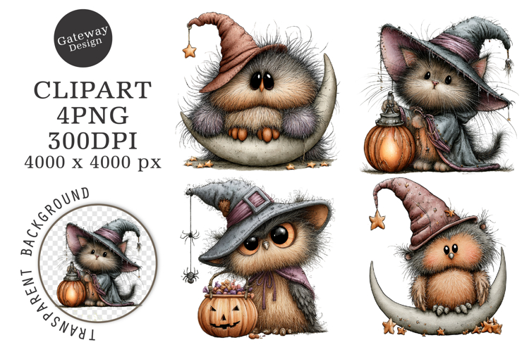 Whimsical Halloween Quirky Animal Clipart