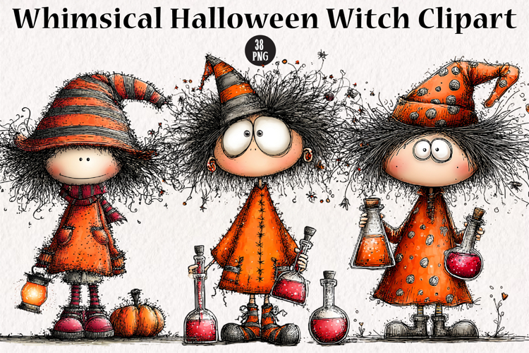 Whimsical Halloween Witch Clipart