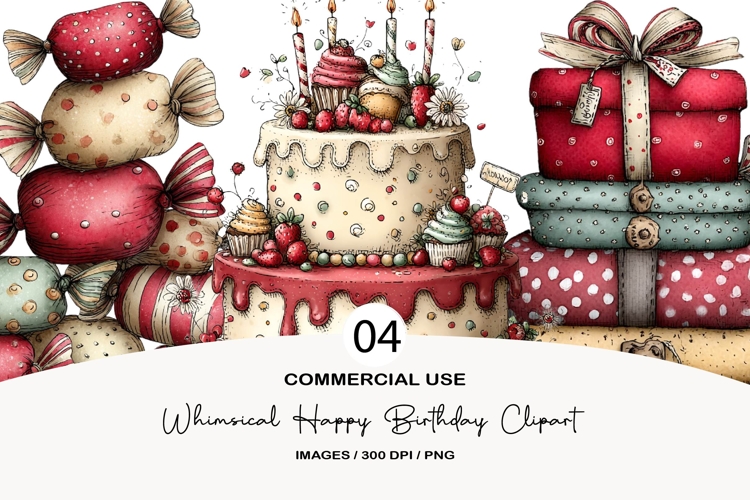 Whimsical happy birthday clipart