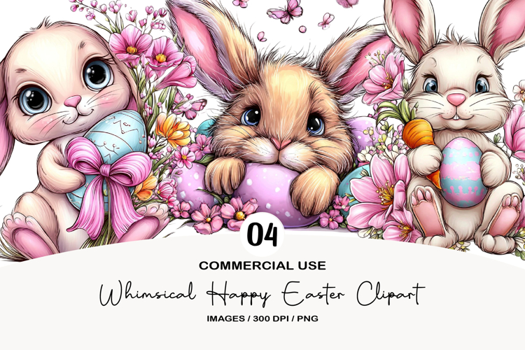 Whimsical Happy Easter Clipart