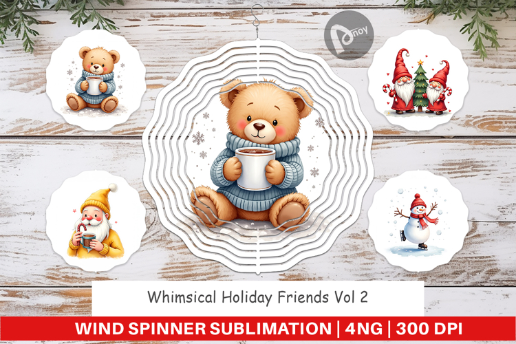Whimsical Holiday Friends Wind Spinner