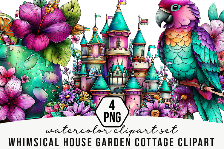 Whimsical House Garden Cottage Clipart