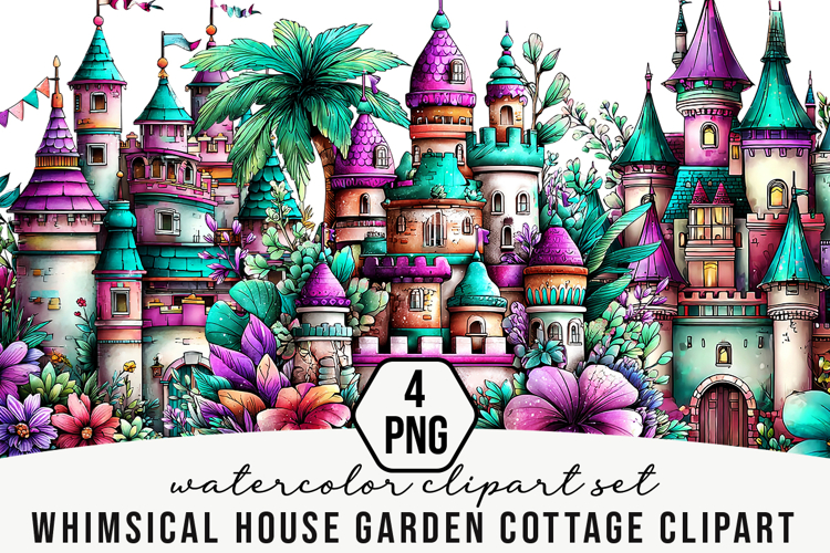 Whimsical House Garden Cottage Clipart