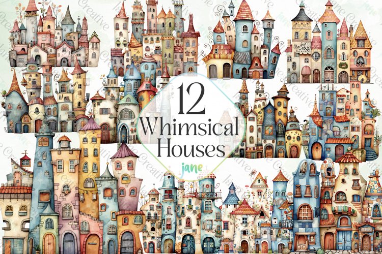 Whimsical Houses Sublimation Clipart