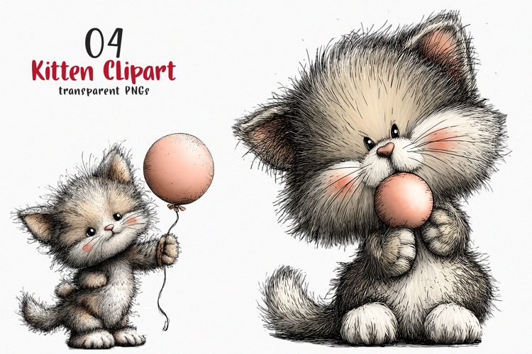 Whimsical Kitten Clipart PNG