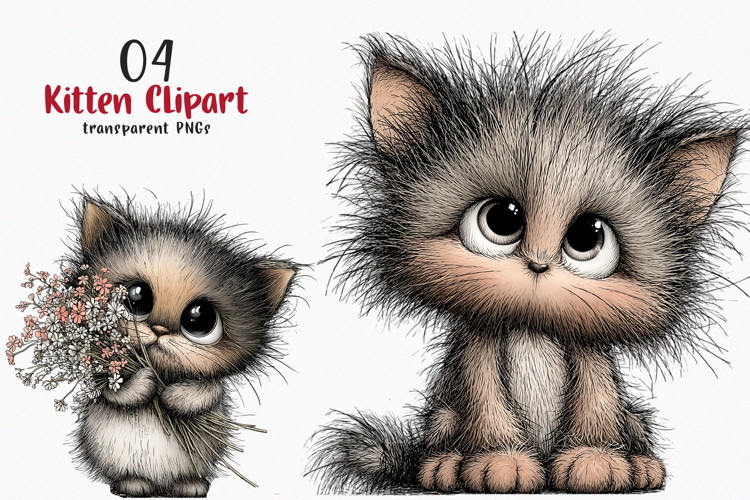 Whimsical Kitten Clipart PNG