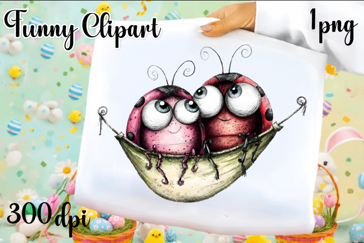 Watercolor Whimsical Ladybug Clipart PNG| Spring Garden Bug