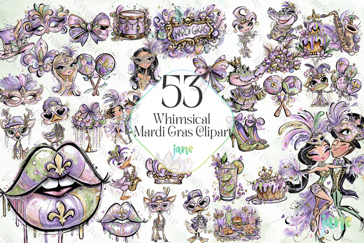 Whimsical Mardi Gras Clipart