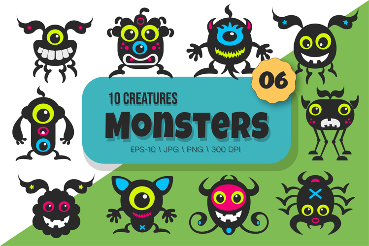 Whimsical Monsters Pack 06. Tshirt, PNG.