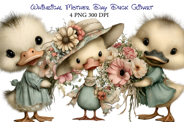 Whimsical Mother Day Duck Clipart