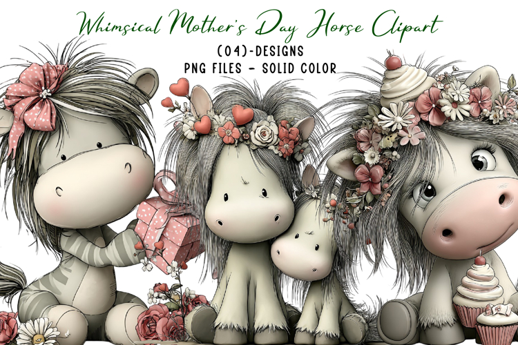 Whimsical Mothers Day Horse Clipart