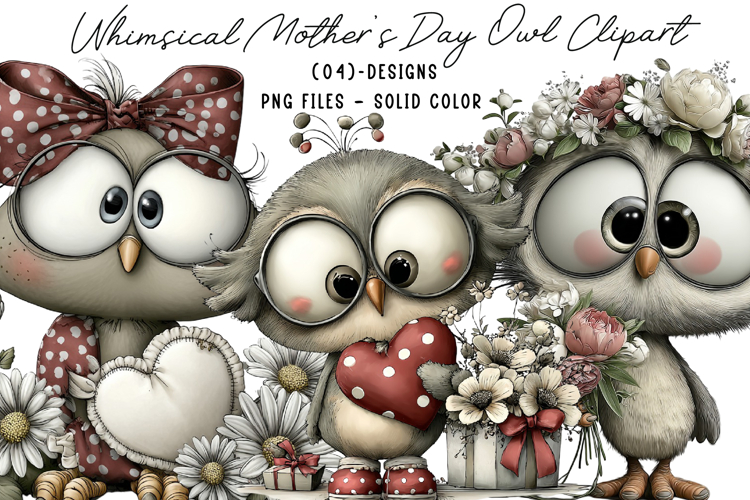 Whimsical Mothers Day Owl Clipart