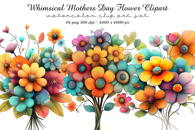 Whimsical Mothers Day Flower Clipart