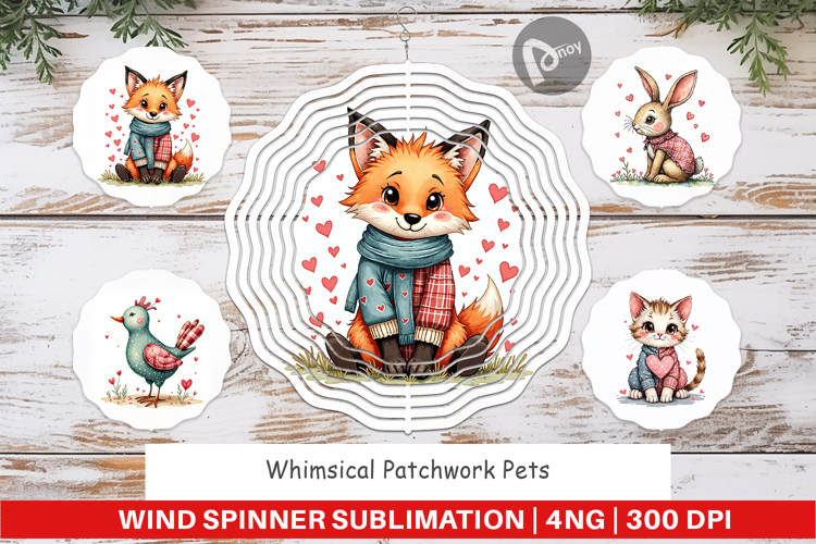 Whimsical Patchwork Pets Wind Spinner