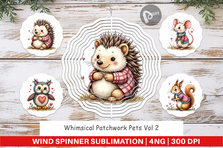 Whimsical Patchwork Pets Wind Spinner example image 1