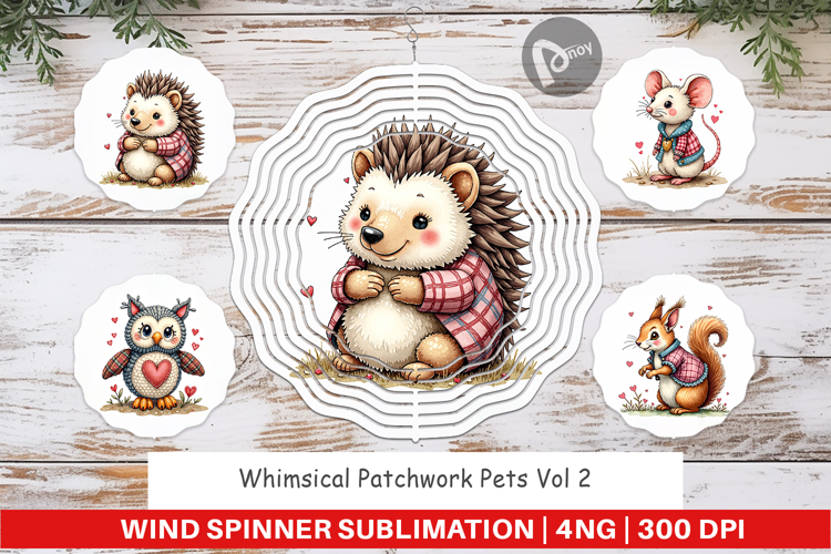 Whimsical Patchwork Pets Wind Spinner