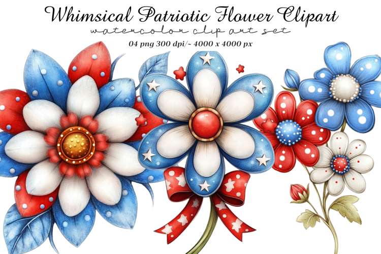 Whimsical Patriotic Flower Clipart