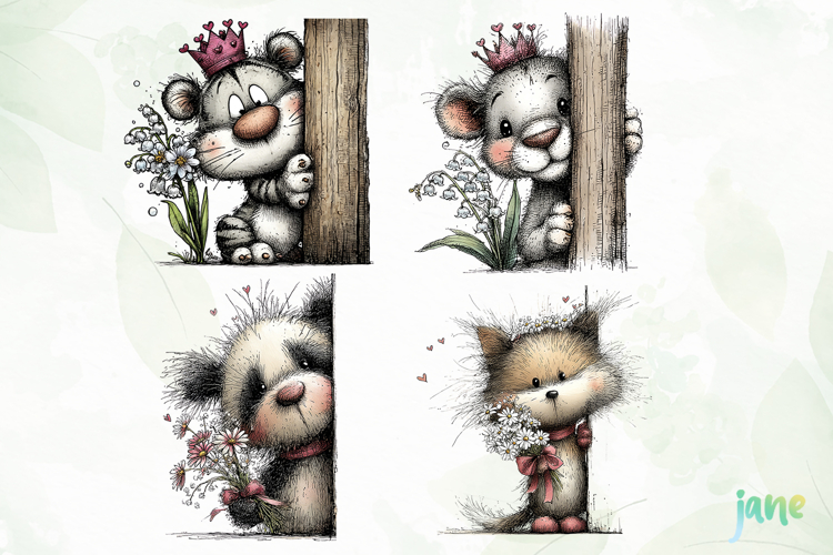 Whimsical Peek-a-Boo Woodland Animals