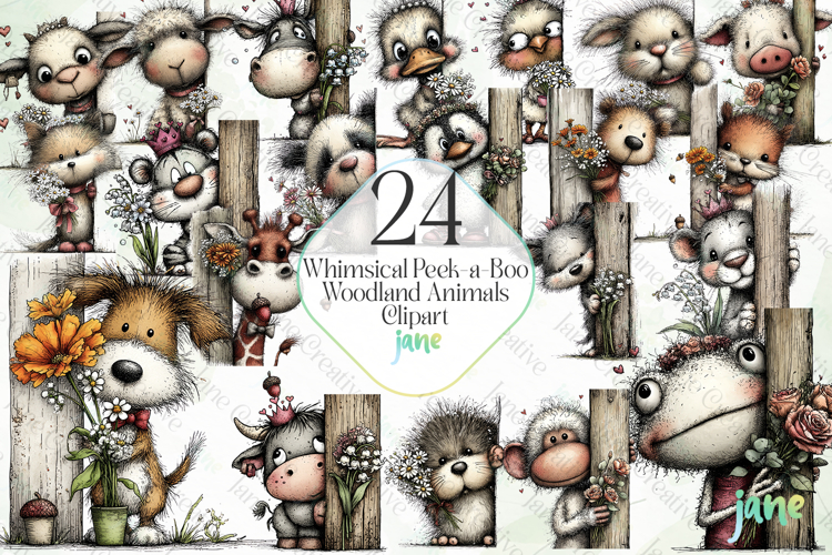 Whimsical Peek-a-Boo Woodland Animals
