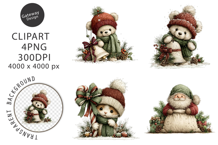 Whimsical Peeking Christmas Clipart