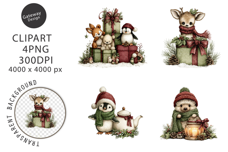 Whimsical Peeking Christmas Clipart