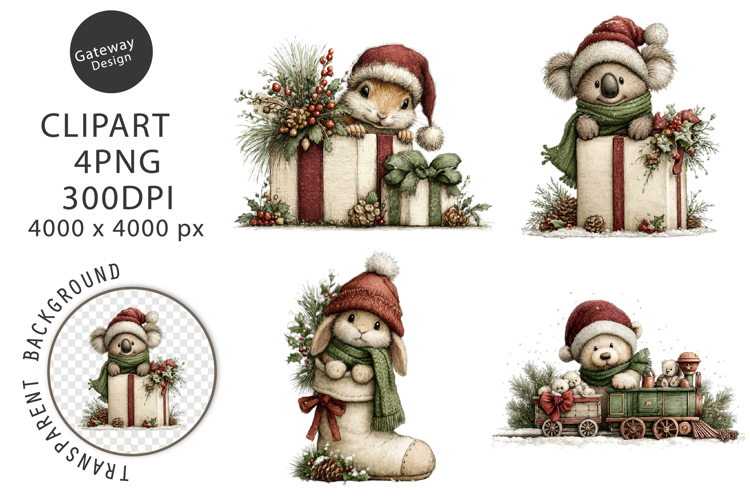 Whimsical Peeking Christmas Clipart