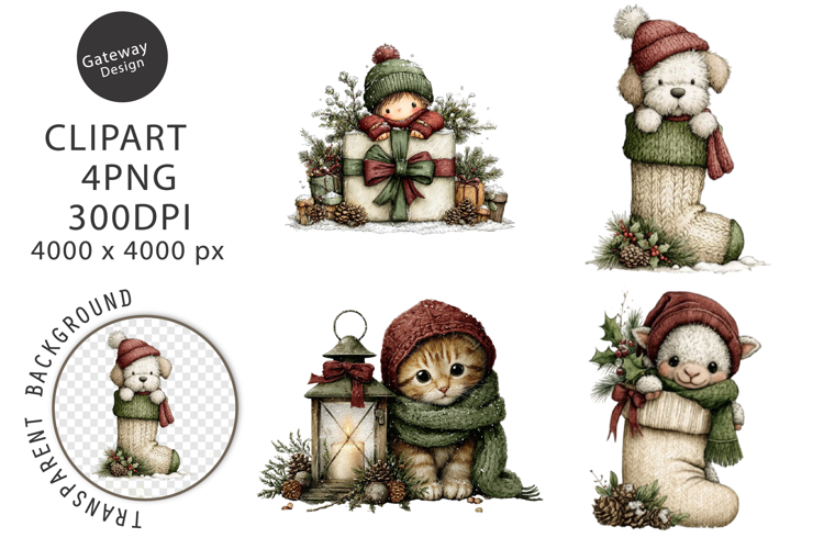 Whimsical Peeking Christmas Clipart