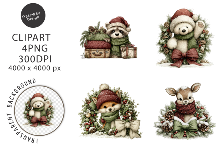 Whimsical Peeking Christmas Clipart