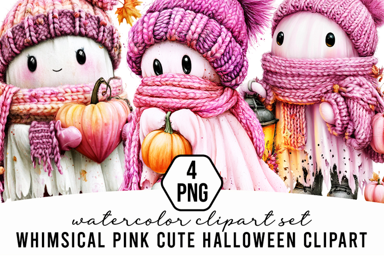 Whimsical Pink Cute Halloween Clipart
