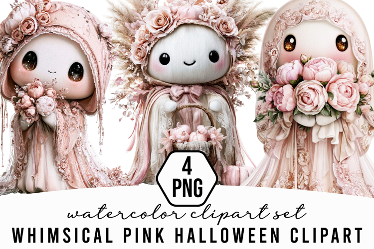 Whimsical Pink Halloween Clipart