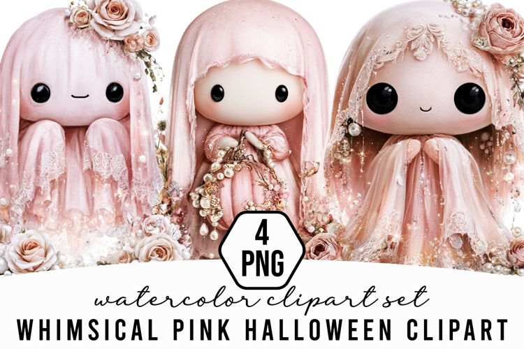 Whimsical Pink Halloween Clipart