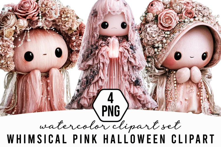 Whimsical Pink Halloween Clipart